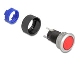 Delock Drucktaster zum Einbau 22 mm 5 x Lötanschluss Taster flach Plastik LED rot