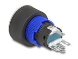 Delock Drucktaster zum Einbau 22 mm 5 x Lötanschluss Taster flach Kunststoff LED grün