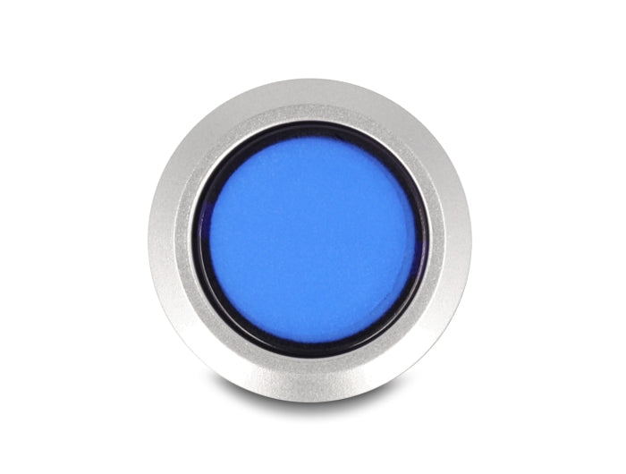 Delock Drucktaster zum Einbau 22 mm 5 x Lötanschluss Taster flach Kunststoff LED blau