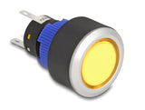 Delock Drucktaster zum Einbau 22 mm 5 x Lötanschluss Taster flach Kunststoff LED gelb