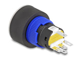 Delock Drucktaster zum Einbau 22 mm 5 x Lötanschluss Taster flach Kunststoff LED gelb