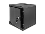 Delock 10″ Netzwerkschrank 6 HE mit Glastür zur Stand- oder Wandmontage, 240 mm Tiefe, Traglast 30 kg, 330 x 312 x 300 mm, schwarz