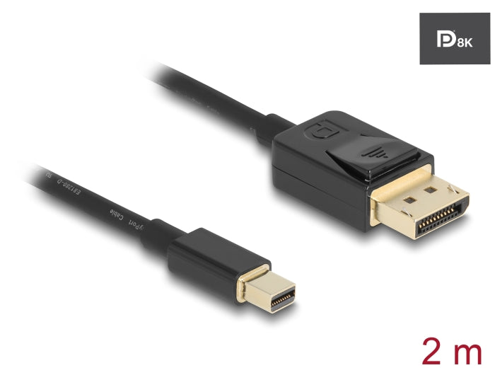 Delock Mini DisplayPort zu DisplayPort Kabel 8K 60 Hz 2 m DP 8K zertifiziert