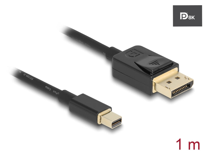Delock Mini DisplayPort zu DisplayPort Kabel 8K 60 Hz 1 m DP 8K zertifiziert