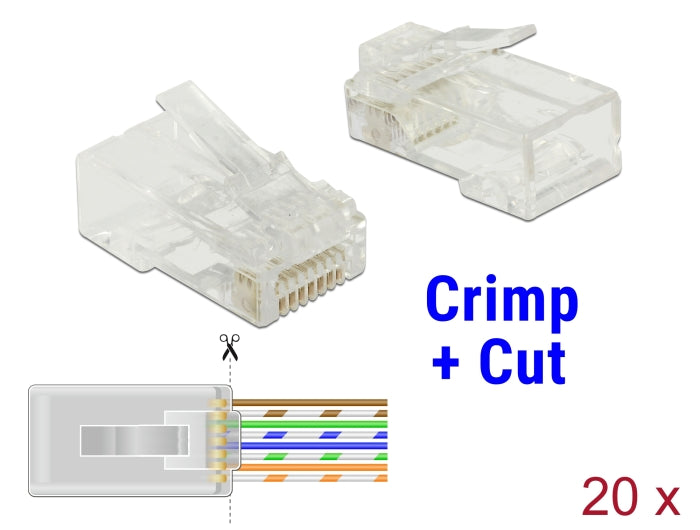 Delock RJ45 Crimp+Cut Stecker Cat.5e UTP 20 Stück
