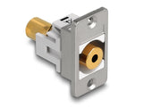 Delock Panel Mount Klinkenbuchse 3,5 mm 4 Pin zu Klinkenbuchse 3,5 mm 4 Pin vergoldet silber / weiß