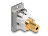 Delock Panel Mount Klinkenbuchse 3,5 mm 4 Pin zu Klinkenbuchse 3,5 mm 4 Pin vergoldet silber / weiß