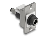 Delock Panel Mount DC 5,5 x 2,1 mm Buchse zu DC 5,5 x 2,5 mm Stecker silber / weiß / schwarz