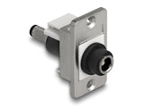 Delock Panel Mount DC 5,5 x 2,5 mm Buchse zu DC 5,5 x 2,1 mm Stecker silber / weiß / schwarz