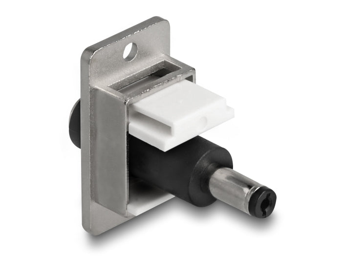 Delock Panel Mount DC 5,5 x 2,5 mm Buchse zu DC 5,5 x 2,1 mm Stecker silber / weiß / schwarz