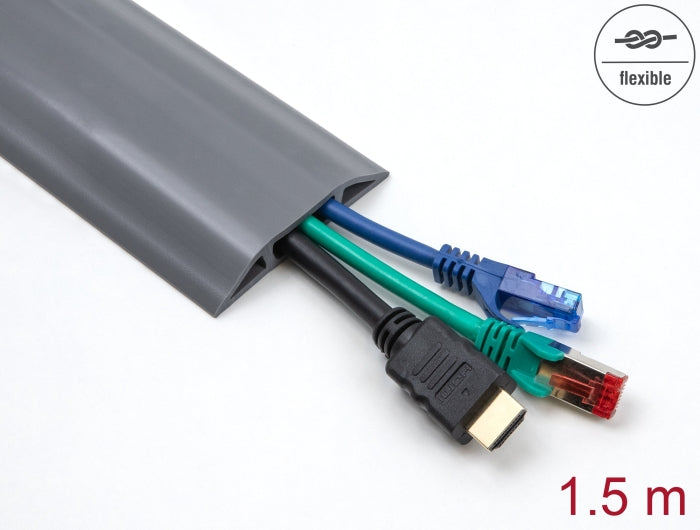 Delock Kabelkanal PVC flexibel 70 x 13 mm - Länge 1,5 m grau