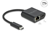 Delock USB Type-C™ Adapter zu Gigabit LAN 10/100/1000 Mbps mit Power Delivery Anschluss schwarz