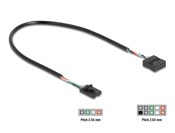 Delock Kabel USB 2.0 Pfostenbuchse 2,54 mm 4 Pin zu USB 2.0 Pfostenbuchse 2,54 mm 10 Pin 30 cm