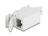 Delock RJ45 Kupplung Cat.6A Buchse zu Buchse mit Staubschutzklappe für Hutschienen Montage grau