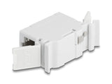 Delock RJ45 Kupplung Cat.6A Buchse zu Buchse mit Staubschutzklappe für Hutschienen Montage grau