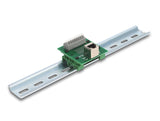 Delock RJ45 Buchse zu Terminalblock mit Drucktaster für Hutschiene gewinkelt