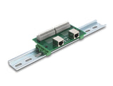 Delock RJ50 2 x Buchse zu 2 x Terminalblock mit Drucktaster für Hutschiene