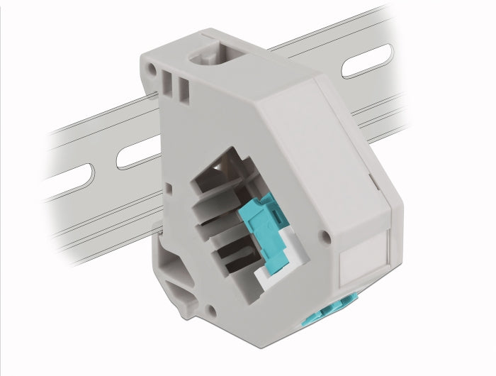 Delock Hutschienenadapter mit Keystone LC Duplex Buchse zu LC Duplex Buchse aqua