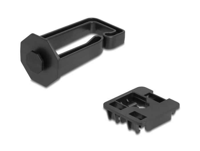 Delock Kabelbügel 70 x 24 mm mit Montageplatte zur Hutschienenbefestigung schwarz