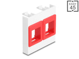 Delock Easy 45 Modul mit zwei Keystone Halterungen 45 x 45 mm, weiß / rot