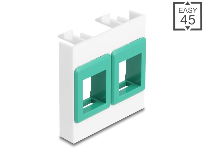 Delock Easy 45 Modul mit zwei Keystone Halterungen 45 x 45 mm, weiß / grün