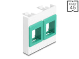 Delock Easy 45 Modul mit zwei Keystone Halterungen 45 x 45 mm, weiß / grün
