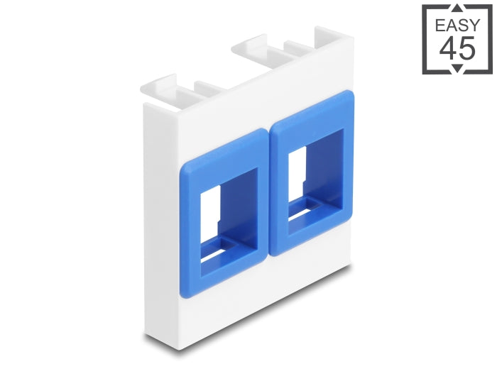 Delock Easy 45 Modul mit zwei Keystone Halterungen 45 x 45 mm, weiß / blau