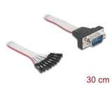 Delock Flachbandkabel RS-232 mit 9 x Pfostenbuchse zu D-Sub 9 Pin Stecker mit Muttern 30 cm