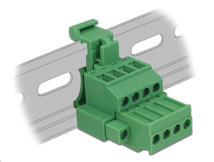 Delock Terminalblock Set für Hutschienen 4 Pin mit Schraubverriegelung