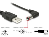 Delock Kabel USB Power > DC 5,5 x 2,1 mm Stecker 90° 1,5 m