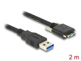 Delock USB 5 Gbps Kabel Typ-A Stecker zu USB 5 Gbps Typ Micro-B Stecker mit Schrauben 2 m