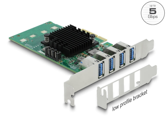 Delock PCI Express x4 Karte zu 4 x extern USB 5 Gbps Quad Channel - Low Profile Formfaktor