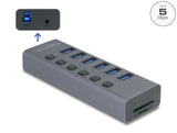 Delock Externer USB 5 Gbps 6 Port Hub mit Schalter und SD / Micro SD Slot