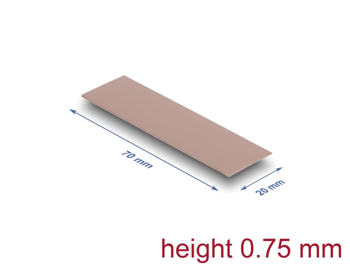 Delock Wärmeleitpad 70 x 20 x 0,75 mm für M.2 Module 3,0 W/mK - Silikonfrei