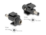 Delock Keystone Modul DC 5,5 x 2,1 mm Buchse zu DC 5,5 x 2,5 mm Stecker schwarz