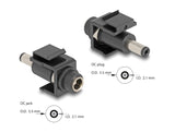 Delock Keystone Modul DC 5,5 x 2,1 mm Buchse zu DC 5,5 x 2,1 mm Stecker schwarz