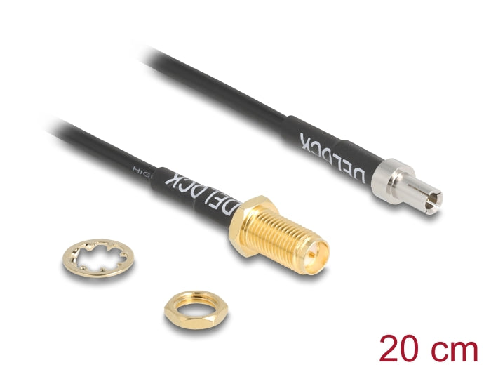 Delock Antennenkabel RP-SMA Buchse zum Einbau zu TS-9 Stecker RG-174 20 cm