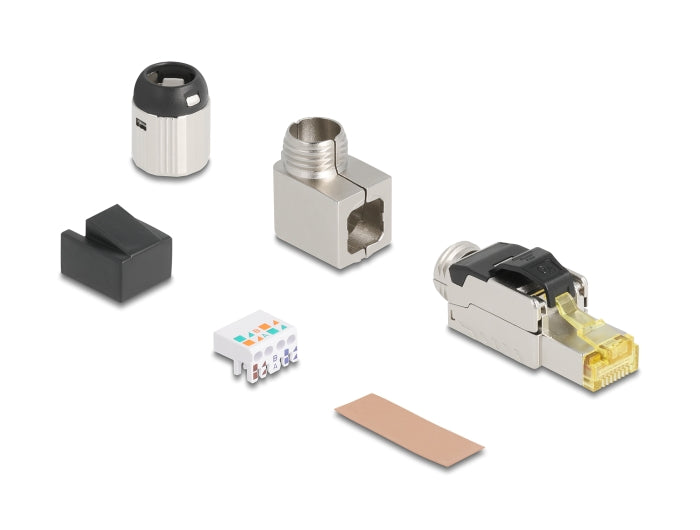Delock RJ45 Stecker feldkonfektionierbar Cat.6A Metall gewinkelt