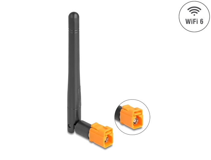 Delock WiFi 6 Antenne FAKRA M Buchse 2,5 - 3,0 dBi omnidirektional mit Kippgelenk schwarz