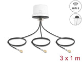 Delock 4G MIMO Dualband WiFi 6 Antenne 2 x SMA + 1 x RP-SMA Stecker ULA100 1 m Schraubmontage outdoor weiß
