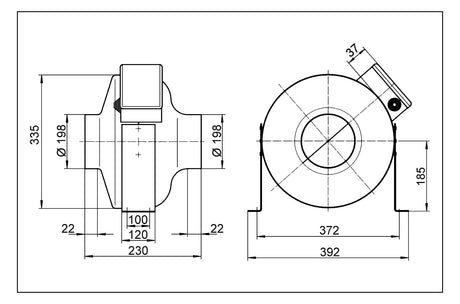 MAICO Rohrventilator  200mm 230V 0,116W ERR 20/1 840cbm/h VA 60°C