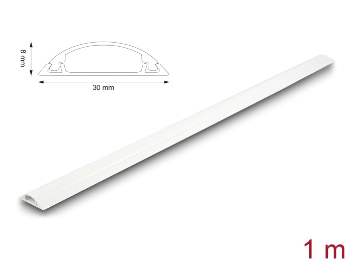 Delock Kabelkanal selbstklebend 30 x 8 mm - Länge 1 m weiß