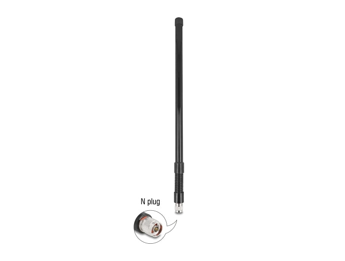 Delock WiFi 5,8 GHz Antenne N Stecker 7 dBi omnidirektional mit Stahlfeder schwarz outdoor