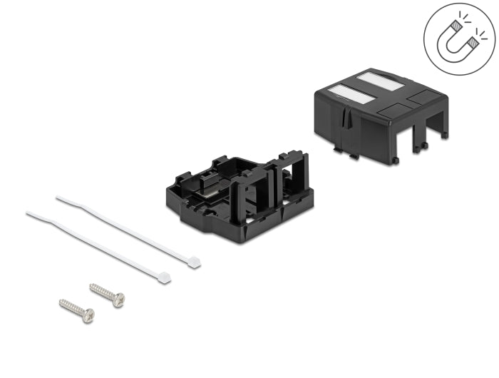 Delock Keystone Leergehäuse 2 Port mit magnetischer Unterseite, schwarz