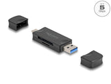 Delock Card Reader USB 5 Gbps USB Type-C™ / Typ-A für SD und Micro SD Speicherkarten schwarz