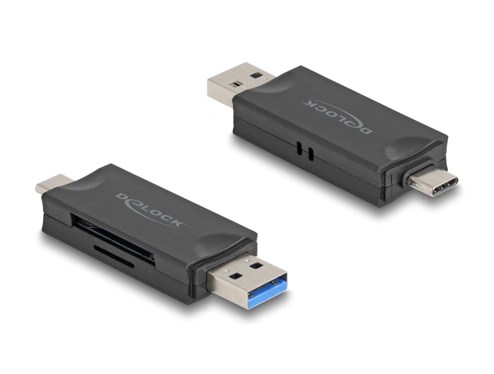 Delock Card Reader USB 5 Gbps USB Type-C™ / Typ-A für SD und Micro SD Speicherkarten schwarz