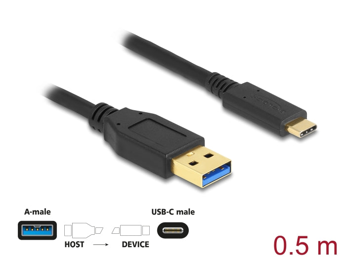 Delock USB 10 Gbps Kabel Typ-A zu USB Type-C™ 0,5 m