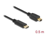 Delock Kabel USB Type-C™ 2.0 Stecker > USB 2.0 Typ Mini-B Stecker 0,5 m schwarz