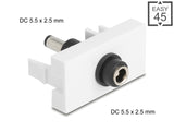 Delock Easy 45 Modul DC 5,5 x 2,5 mm Buchse zu DC 5,5 x 2,5 mm Stecker weiß