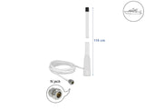 Delock WLAN 802.11 b/g/n Marine Antenne N Buchse 10 dBi 110,5 cm starr omnidirektional mit Anschlusskabel RG-58 U 3 m outdoor weiß